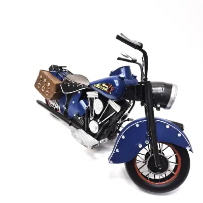 Motocicleta epoca, albastra, din metal, model 12-17